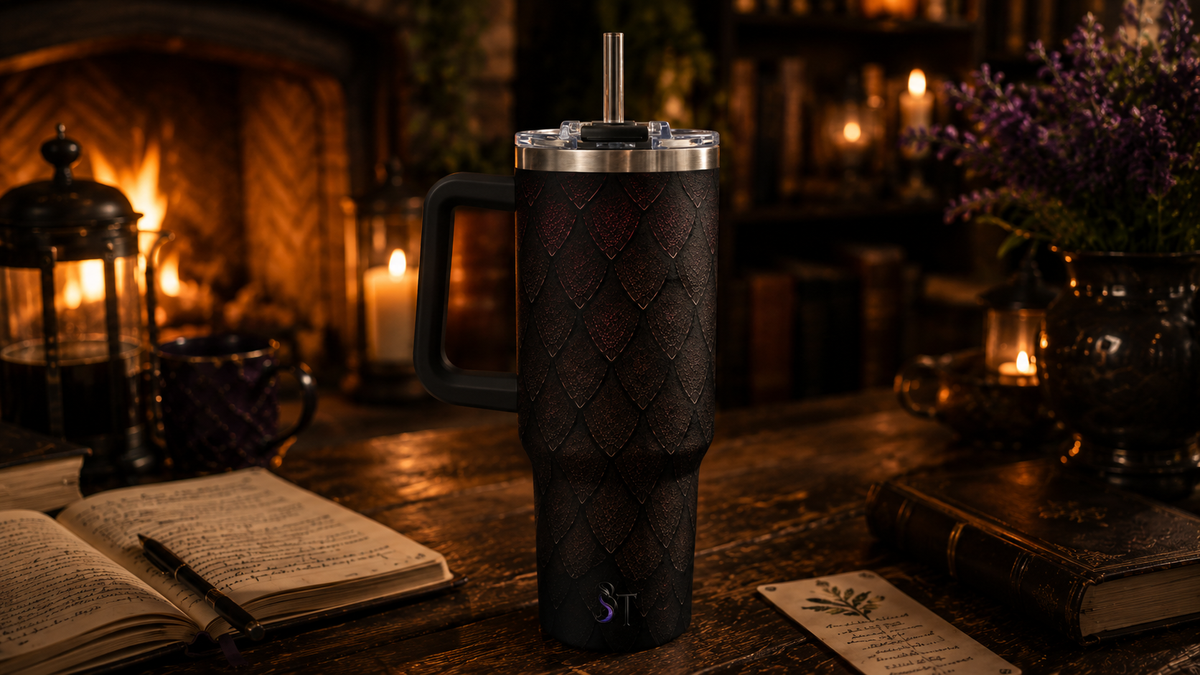 Dark Dragon Scale Insulated Travel Mug - 40oz Vacuum Tumbler