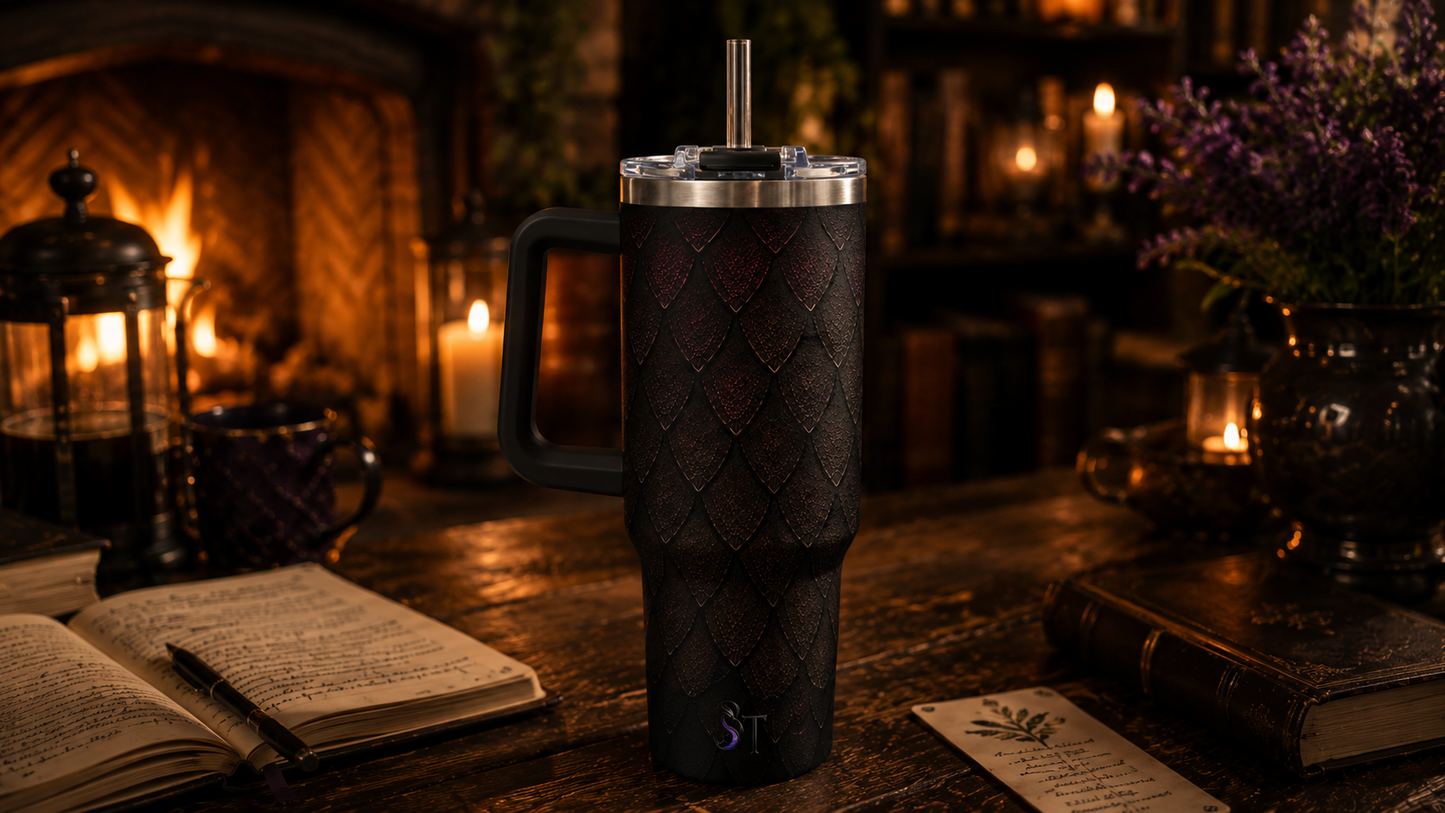 Dark Dragon Scale Insulated Travel Mug - 40oz Vacuum Tumbler