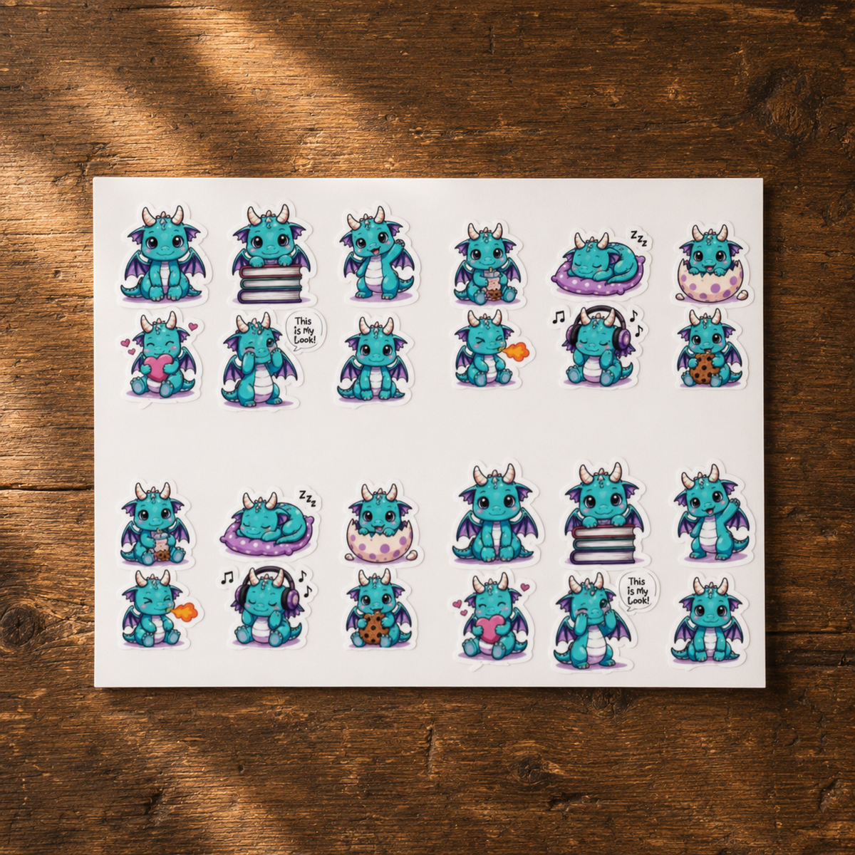 Cute Blue Dragon Sticker Sheet